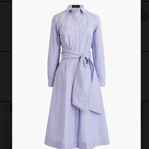 J CREW Tie Waist Classic Button Down Shirt Midi Dress Peri